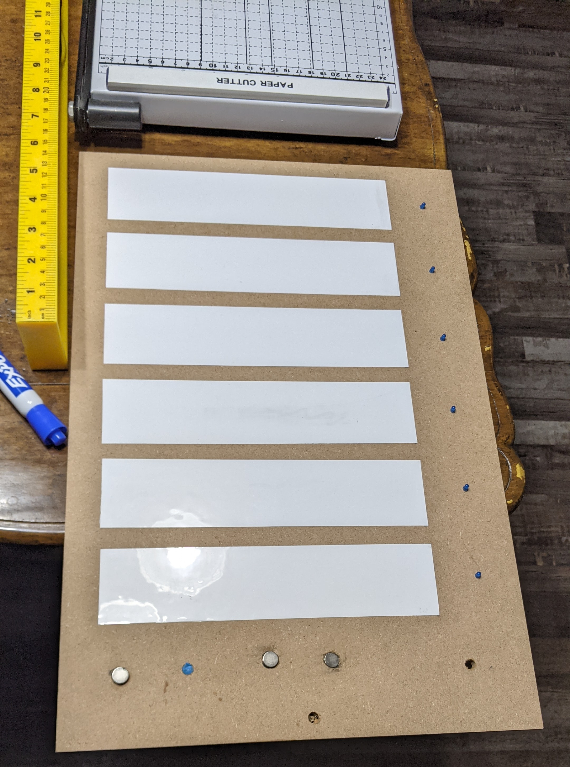  in-progress whiteboard. note some blue LEDs on the right